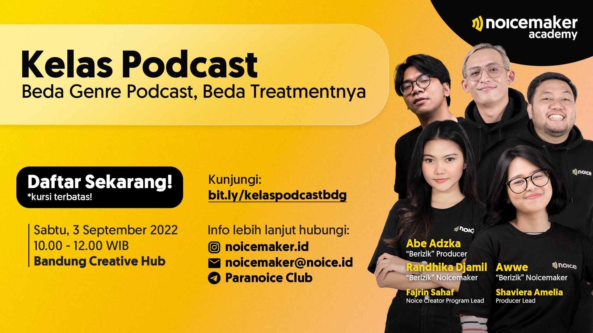 Kelas Podcast Bandung Noicemaker Academy - Noicemaker Academy