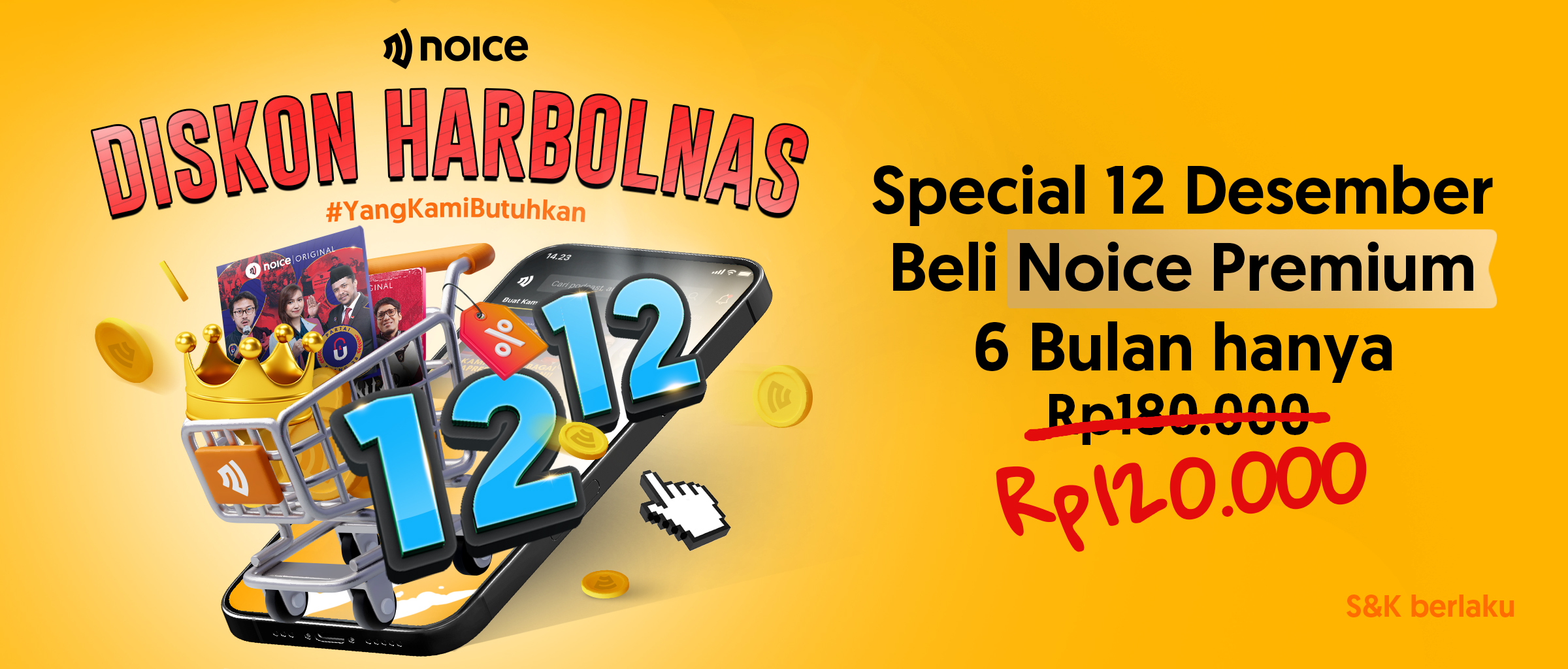 Promo Spesial Harbolnas 12.12 – Noice Premium 6 Bulan & Episode VIP MusMas Season 6